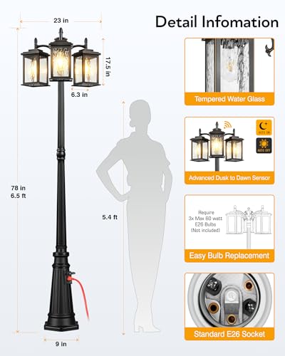 Outdoor Lamp Post Light with Outlet