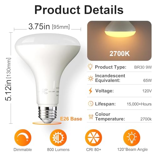 24 Pack BR30 Flood Light Bulb Indoor (24 Count)