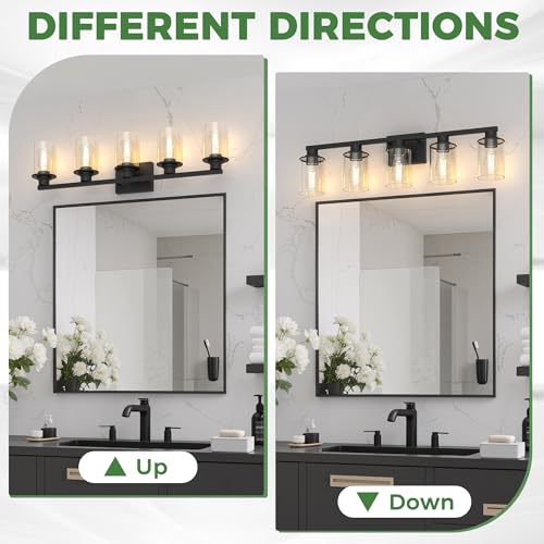 5 Light Black Bathroom Vanity Light Fixture ETL Listed