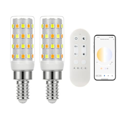 E12 LED Bulb Smart Bluetooth Light Bulb with Remote & APP Control (2 Count)
