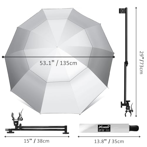 UPF 50+ Beach Umbrella with Adjustable Universal Clamp