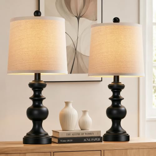 Farmhouse Table Lamp Set of 2 (Matte Black)