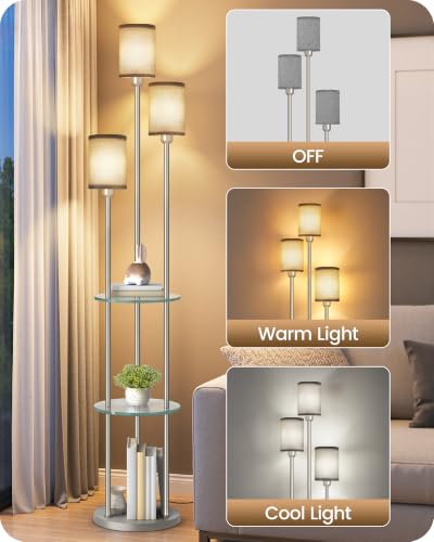 70.9" Floor Lamp with Shelves