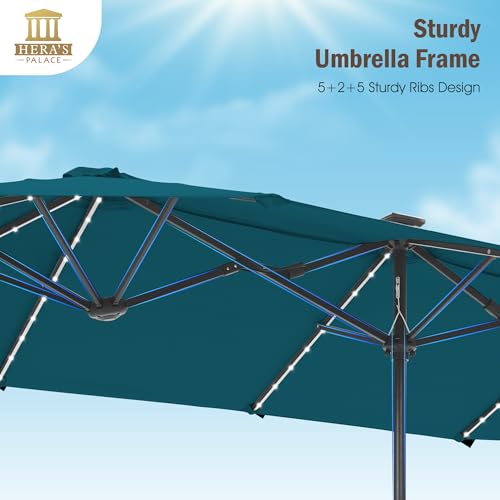 13 ft Patio Umbrella with 120 LED Solar Lights Outdoor Umbrella