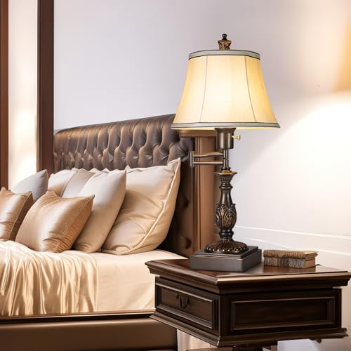 350° Swing Arm Table Lamp Set of 2 with USB Ports for Bedroom