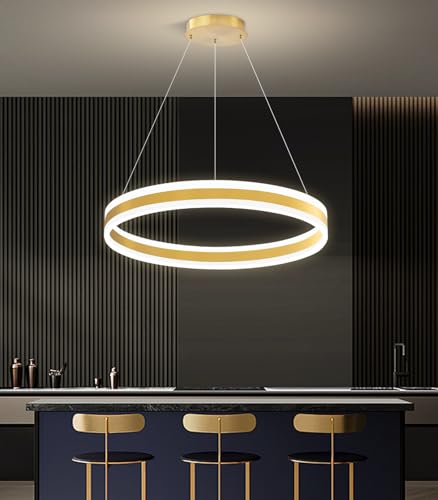 D23.6'' Modern Ring Chandelier for Dining Room LED Dimmable Pendant Lighting High Ceiling Chandelier for Living Room Foyer Bedroom Entryway 3000K