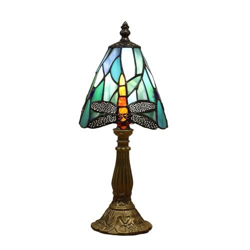 Tiffany Small Lamp Blue Dragonfly Stained Glass Bedside Nightstand Table Lamp