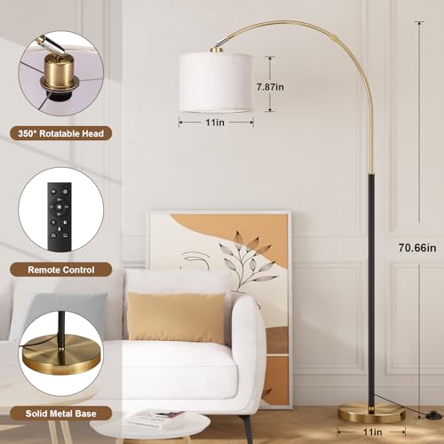 Dimmable Arc Floor Lamp with Remote