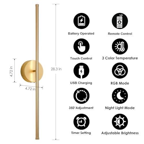 Battery Operated Wall Sconces Set of Two Wireless Wall Lights (2 Count)