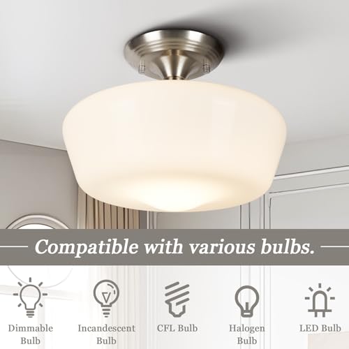 Schoolhouse Style Semi Flush Mount Ceiling Light Fixture