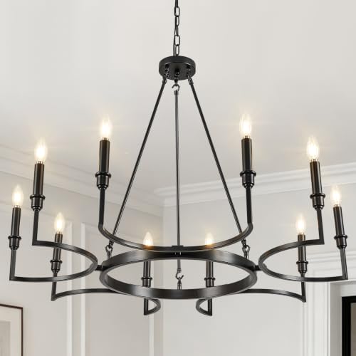 10 Light Candelabra Chandelier Living Room Black Chandeliers 39in