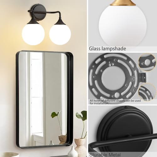 Black Bathroom Light Fixtures Over Mirror Vanity 2 (2 Count)