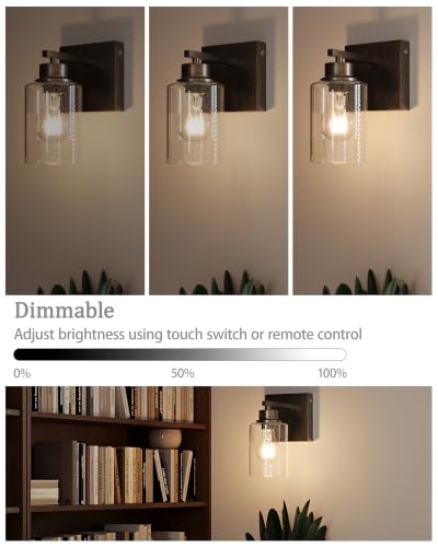 Wireless Battery Operated Wall Sconce Set of 2 with Remote Control