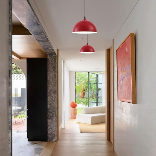 Red Farmhouse Pendant Light 11.8inches 2 Packs (2 Count)