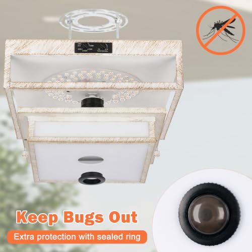 White LED Motion Sensor Outdoor Ceiling Light Square Flush Mount Lights