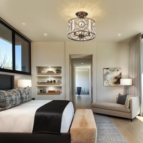 Vintage Crystal Drum Chandelier