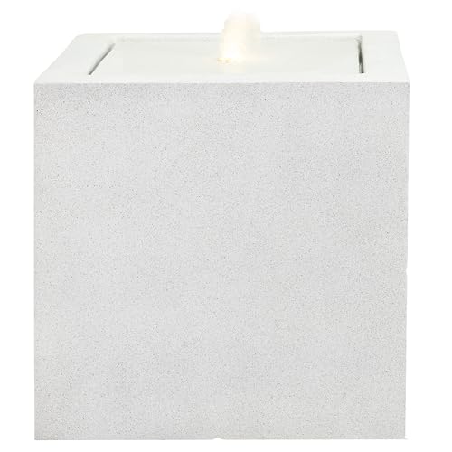 Sunnydaze 17.5" Modern Square Bubbler Fountain with LED Light & Pump