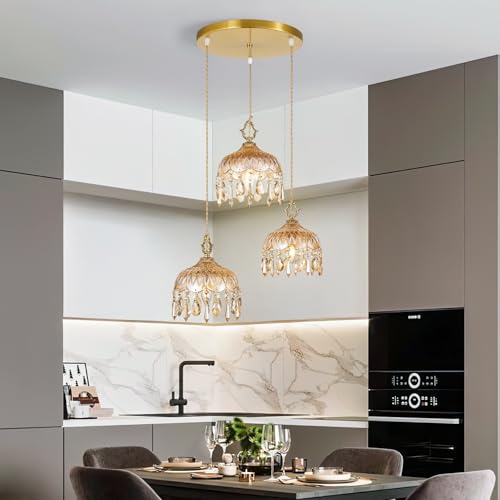 3 Light Glass Pendant Light Crystal Hanging Light Fixtures