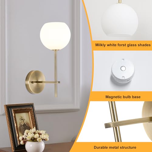 Brass Battery Operated Wall Sconces Set of 2 (2 Count)