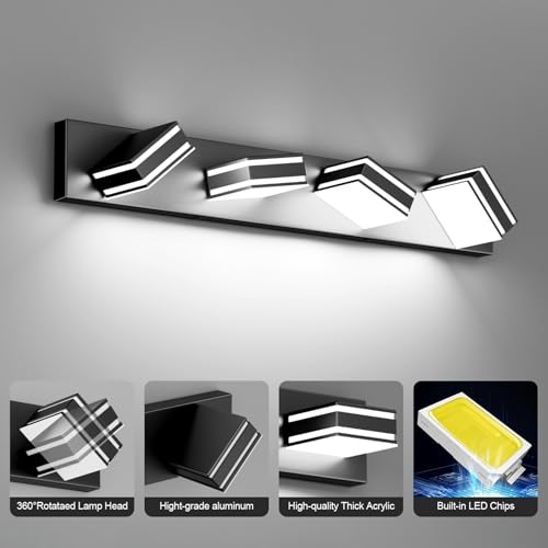 Modern Black Vanity Light for Bathroom 4 (4 Count)