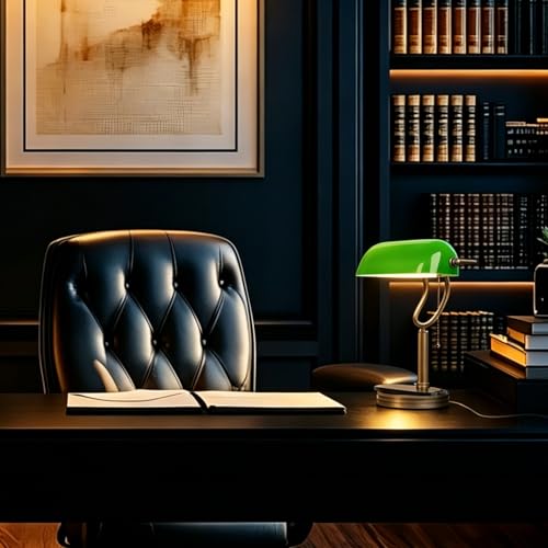 Green Glass Bankers Lamp