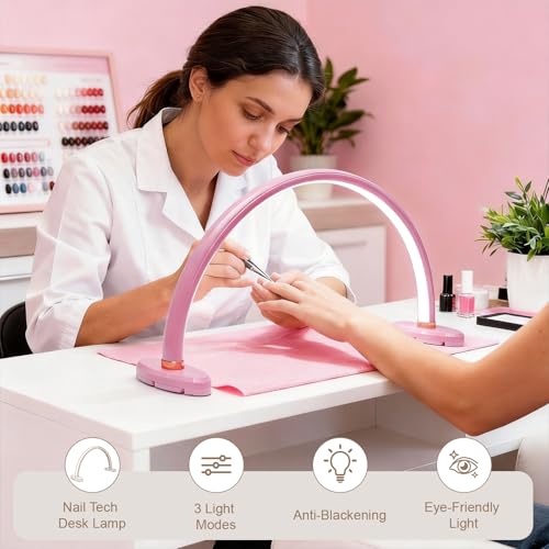 16" Nail Light Half Moon Portable Nail Lamp for Desk No Flicker&Shadow