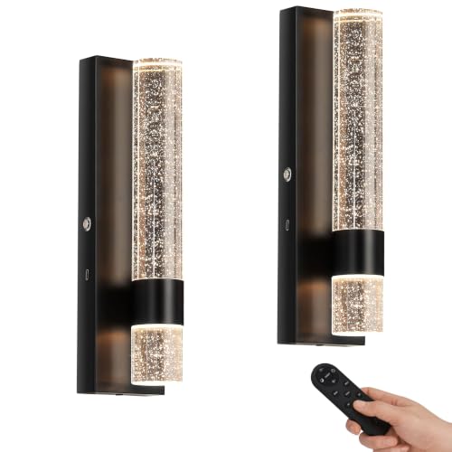 Bubble Crystal Wireless Rechargeable Wall Sconce Set of 2