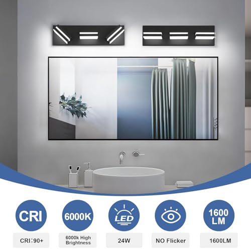 Modern LED Small Black Acrylic Bathroom Lights Fixtures 3