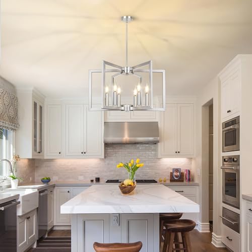 20" 62" Height Adjustable Brushed Nickel Kitchen Chandelier for Dining Room