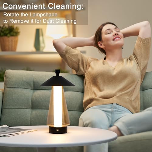 3 Way Dimmable Bedside Lamp 12"H Umbrella