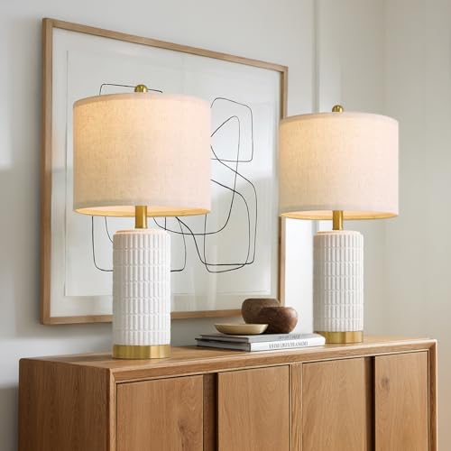 21.5'' Stone Like Bedside Table Lamps Set of 2 for Bedroom with 2 USB A+C (2 Count)
