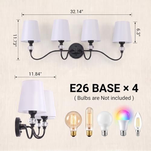 4 Light Vintage Bathroom Vanity Light Fixtures Over Mirror