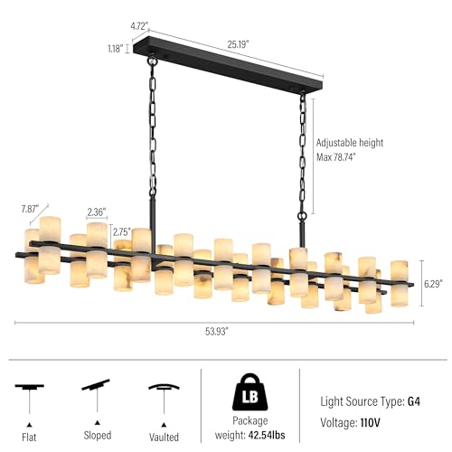 Alabaster Rectangular Chandelier for Dining Room