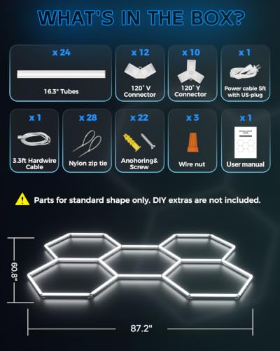 Hexagon Garage Lights (5-Girds)