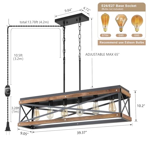 Rustic Farmhouse Plug in Kitchen Island Lighting