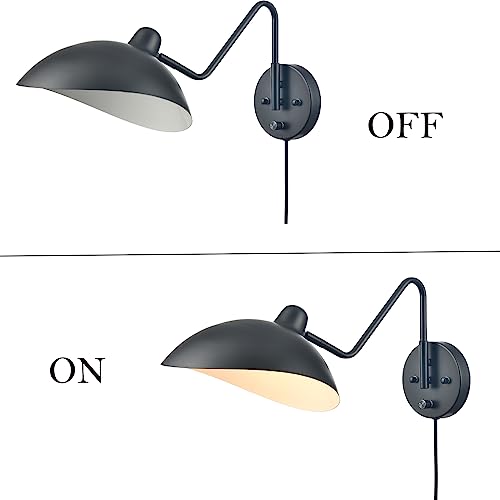 Black Plug in Wall Light with On (2 Count)