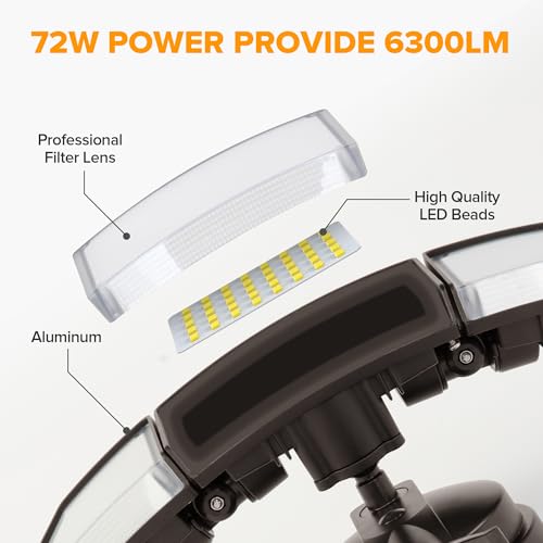 2 Pack 72W 7500LM LED Security Lights Motion Sensor Light Outdoor