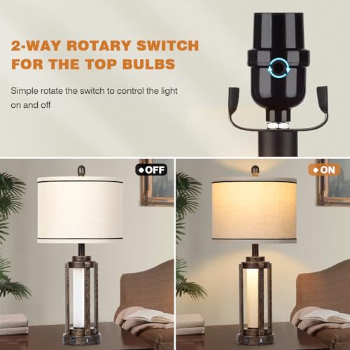 Farmhouse Industrial Lamp with USB A+C Charging Ports & AC Outlet