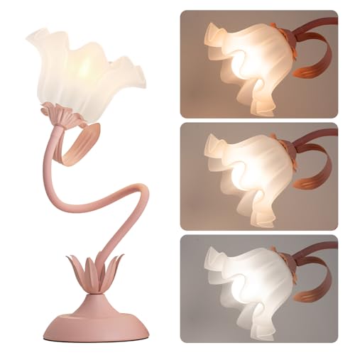 Flower Desk Lamp Cute Pink Table Lamp for Bedroom Girls Room