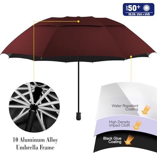 UPF 50+ Beach Umbrella with Adjustable Universal Clamp