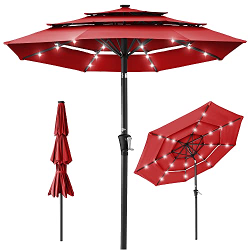 10ft 3 Tier Solar Patio Umbrella