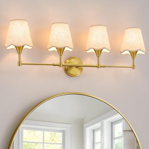 Gold Bathroom Vanity Light Fixtures (Brushed Gold / 4 LIGHT)