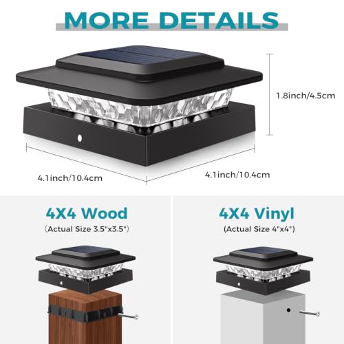 4x4 Solar Post Cap Lights Outdoor 16Pack (16 Count)