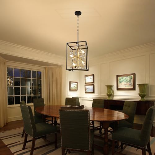 Large Black and Gold Lantern Chandelier