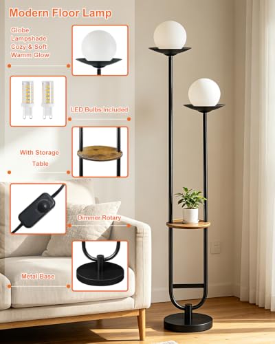 63IN Black Floor Lamp with U Pole (2 Count)