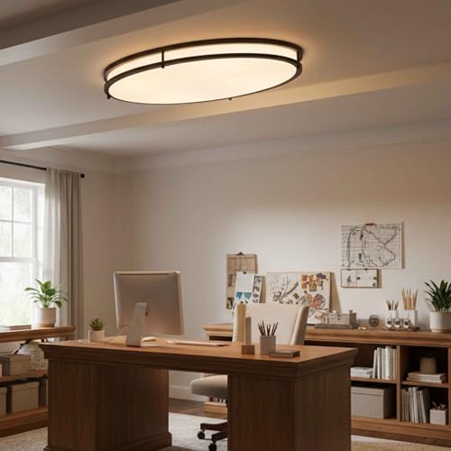 24 Inch Oval Black Ceiling Light Fixture for Living Room