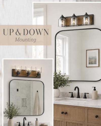 23" 3 Light Farmhouse Bathroom Vanity Light with Bubble Glass