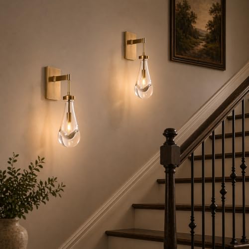 Raindrop Brass Wall Sconces Set of 2 (2 Count)