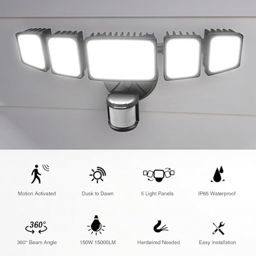 150W 15000LM LED Security Lights Motion Sensor Outdoor