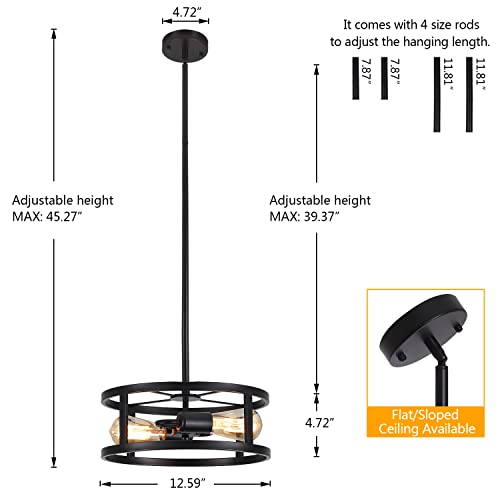 Industrial Black Semi Flush Mount Ceiling Light